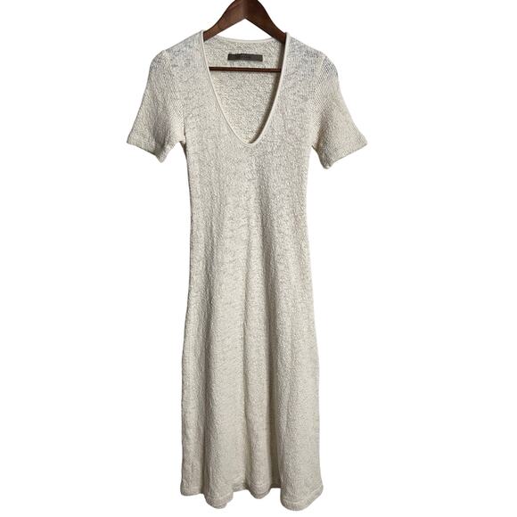 Enza Costa Slub Sweater Knit Half Sleeve Dress in Undyed Womans Small+ - Picture 3 of 11